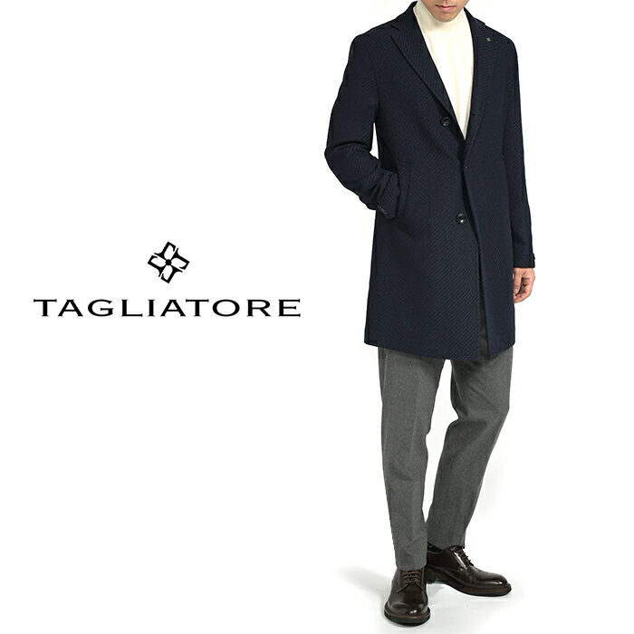 【SALE】 タリアトーレ TAGLIATORE 23-24AW さらにお値下げ！ COLORADO コロラド チェスターコート 3Bシングル 秋冬 メンズ アウター ヴァージンウール 織柄 ネイビー イタリア ブランド MADE IN ITALY