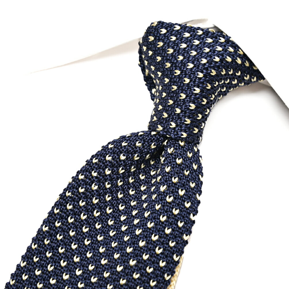 Rakuten - 【SALE】【P20倍】 バルバ BARBA ネクタイ ニットタイ メンズ cucito a mano 手縫い仕立て シルク 100% ピンドット ネイビー ゴールド イタリア ブランド MADE IN ITALY ビジネス ギフト プレゼント ラッピング無料