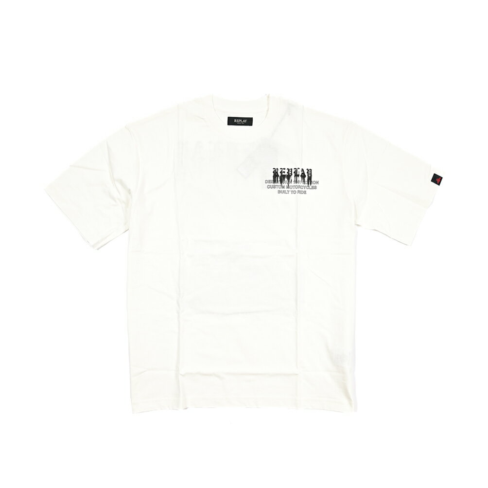 乐天商城 - 【半額以下】【70％OFF】 リプレイ REPLAY ロゴ Tシャツ カットソー 半袖 クルーネック 春夏 メンズ コットン 100% ロゴ ホワイト イタリア ブランド