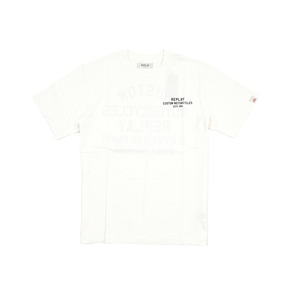 乐天商城 - 【半額以下】【60％OFF】 リプレイ REPLAY ロゴ Tシャツ カットソー 半袖 クルーネック 春夏 メンズ コットン 100% ロゴ ホワイト イタリア ブランド