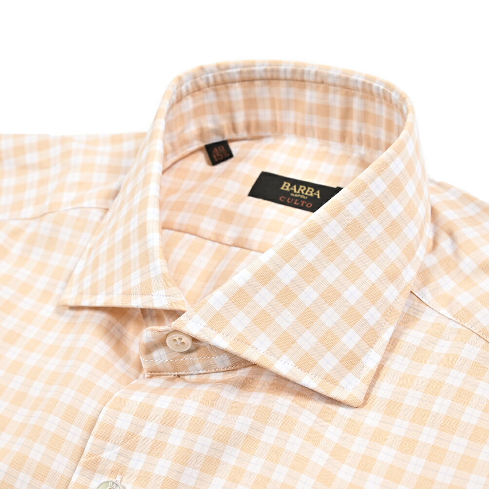 Rakuten - 【春夏先行セール】【半額以下】 バルバ BARBA CULTO ドレスシャツ ワイシャツ ホリゾンタルカラー 長袖 メンズ コットン 100% チェック イエロー イタリア ブランド MADE IN ITALY