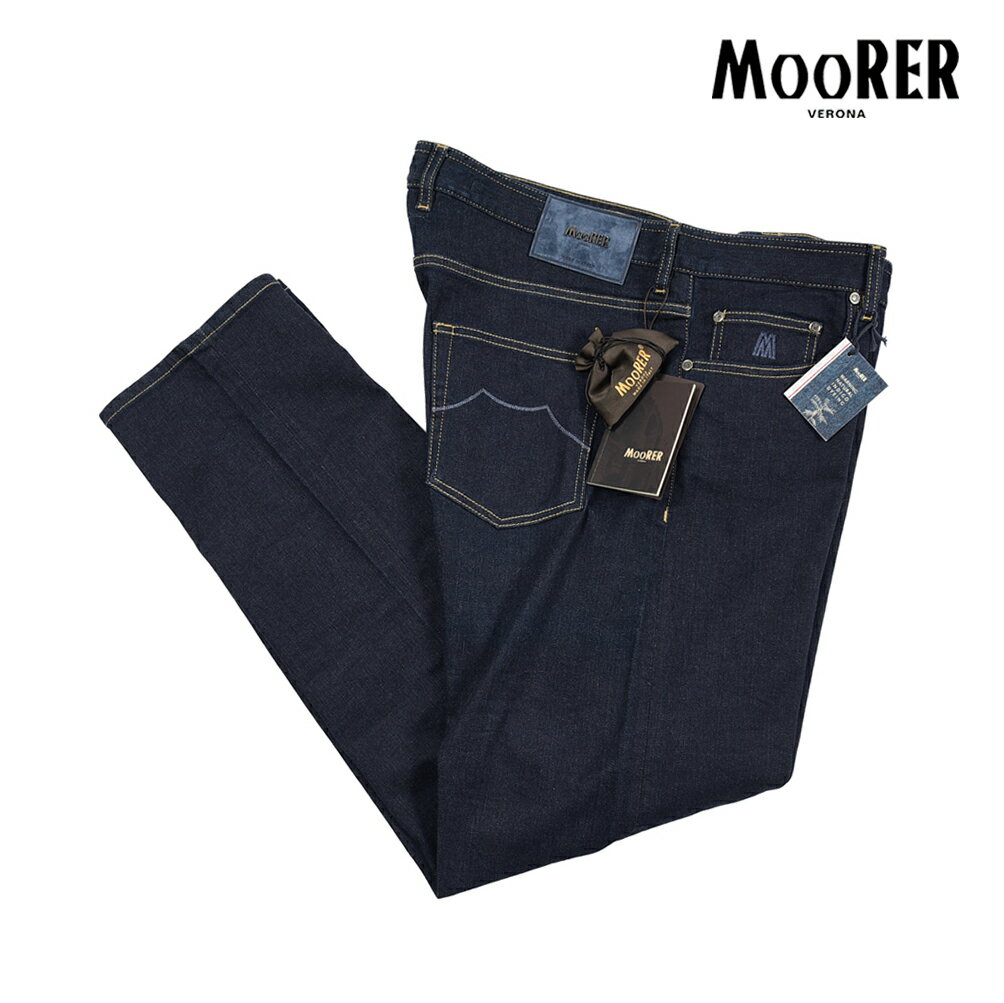 Rakuten - 【スーパーSALE】【半額以下】 ムーレー MOORER PILON-DC109 カシミヤ混 デニムジーンズ 5ポケット パンツ メンズ Japanese Fabric コットン カシミヤ ストレッチ ネイビー イタリア ブランド MADE IN ITALY