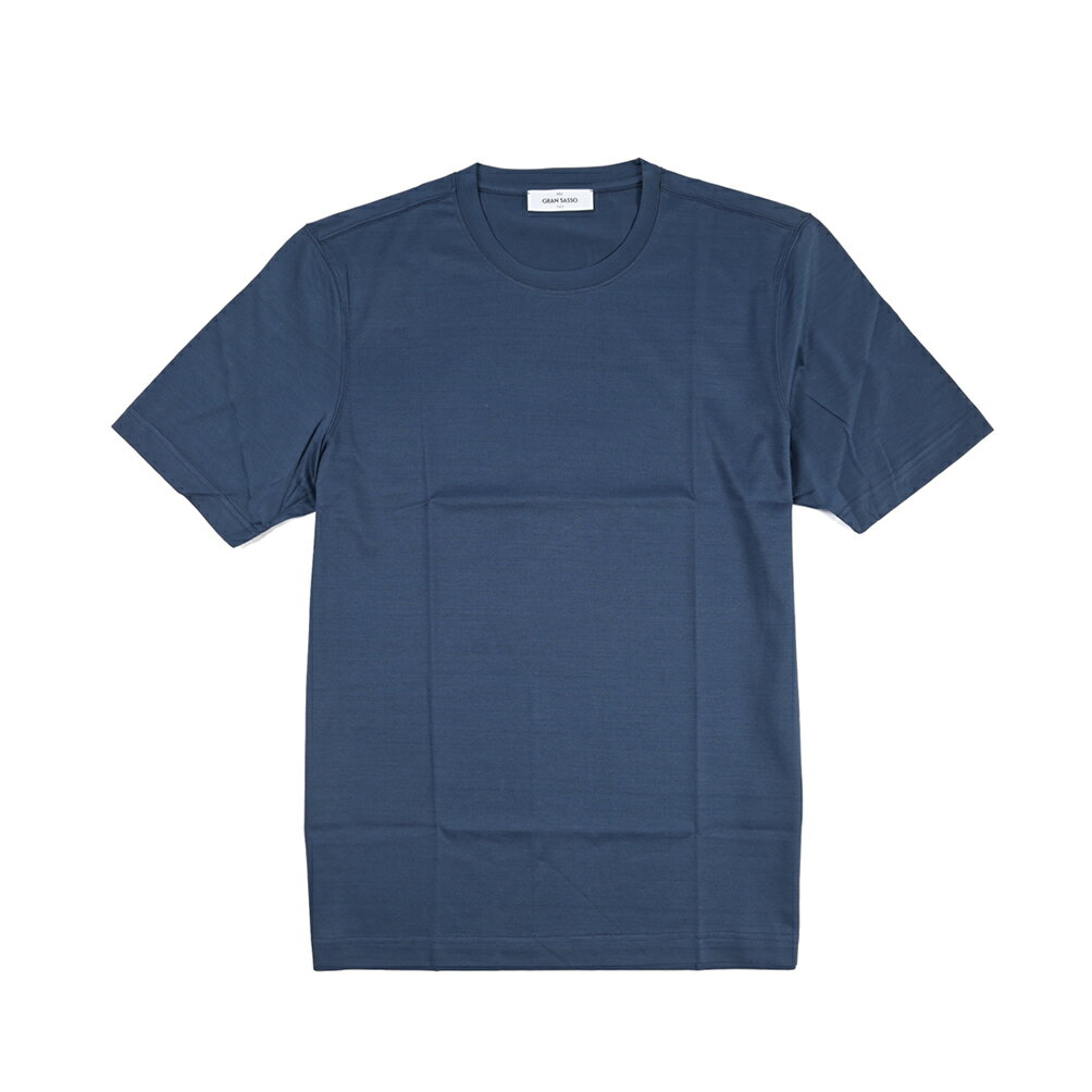 樂天商城 - 【P20倍】 グランサッソ GRAN SASSO FILO SCOZIA コットンスムース Tシャツ カットソー 半袖 クルーネック 春夏 メンズ 極細番手糸 シルケット加工 コットン 100％ ネイビー イタリア ブランド MADE IN ITALY