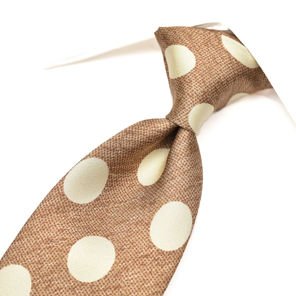 Rakuten - 【SALE】【半額以下】【P10倍】 バルバ BARBA ネクタイ セッテピエゲ メンズ シルク 100% ドット ブラウン イタリア ブランド HAND MADE IN ITALY ビジネス ギフト プレゼント ラッピング無料