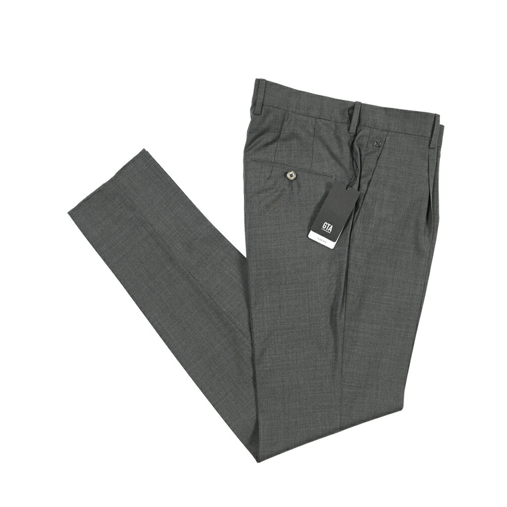 樂天商城 - 【春夏先行セール】【40％OFF】 ジーティーアー GTA 772 L SLIM スリム ウールスラックス ワンタック パンツ 春夏 メンズ ウール 100% ダークグレー イタリア ブランド