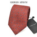 【スーパーSALE】【P20倍】 ジョルジオ アルマーニ GIORGIO ARMANI ネクタイ オールシーズン メンズ シルク 100% 小紋柄 レッド イタリア ブランド MADE IN ITALY ビジネス ギフト プレゼント ラッピング無料
