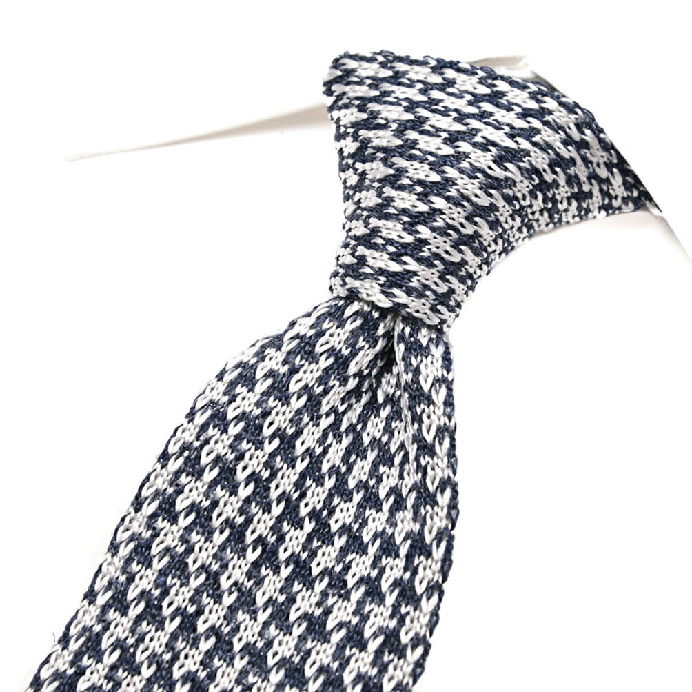乐天商城 - 【スーパーSALE】【半額以下】 バルバ BARBA ネクタイ ニットタイ メンズ cucito a mano 手縫い仕立て シルク リネン 千鳥格子 ネイビー イタリア ブランド MADE IN ITALY ビジネス ギフト プレゼント ラッピング無料