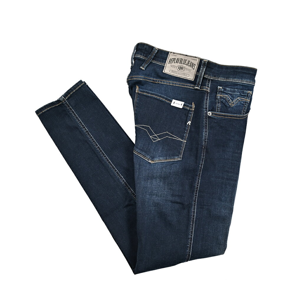 Rakuten - 【SALE】【半額以下】 リプレイ REPLAY ANBASS アンバス デニムジーンズ ストレッチパンツ メンズ SLIM FIT スリムフィット POWER STRETCH コットン ネイビー イタリア ブランド M914
