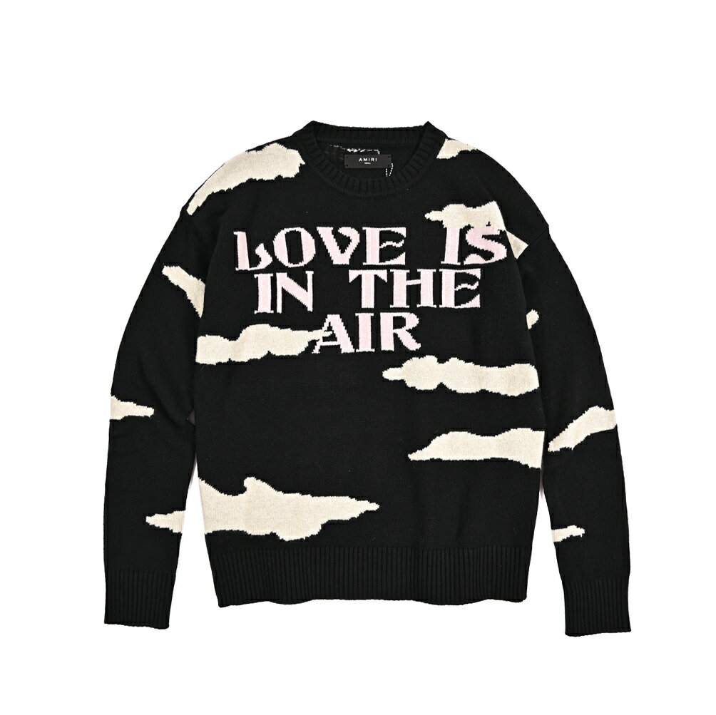 Crew Neck - 【SALE】【半額以下】【P10倍】 アミリ AMIRI オーバーサイズ ニットセーター クルーネック ミドルゲージ 長袖 秋冬 レディース ウール ビスコース 総柄 ブラック アメリカ ブランド MADE IN ITALY
