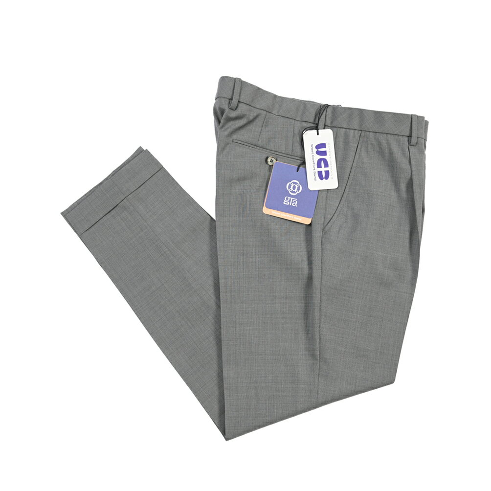 樂天商城 - 【春夏先行セール】【40％OFF】 ジーティーアー GTA RICCARDO リカルド SLIM スリム ウールスラックス ワンタック パンツ 春夏 メンズ WAIST COMFORT BAND ヴァージンウール 100% グレー イタリア ブランド