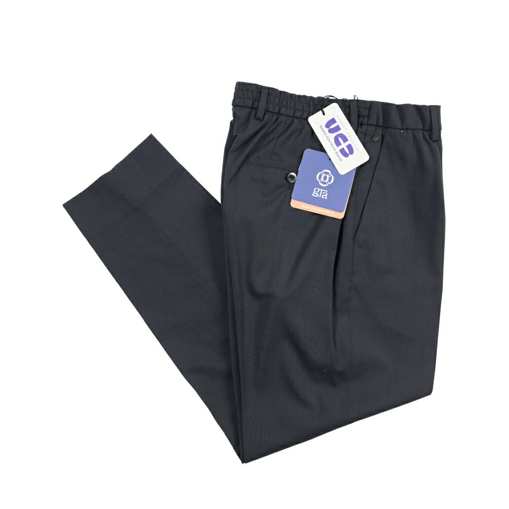 樂天商城 - 【春夏先行セール】【40％OFF】 ジーティーアー GTA NEW PAUL ニューポール スラックス ワンタック イージーパンツ 春夏 メンズ WAIST COMFORT BAND 高機能ヴァージンウール ストレッチ ネイビー イタリア ブランド