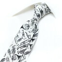 【P10倍】 ドルチェ&ガッバーナ DOLCE & GABBANA ネクタイ ナロータイ メンズ シルク 100% 総柄 楽器 ホワイト イタリア ブランド M...