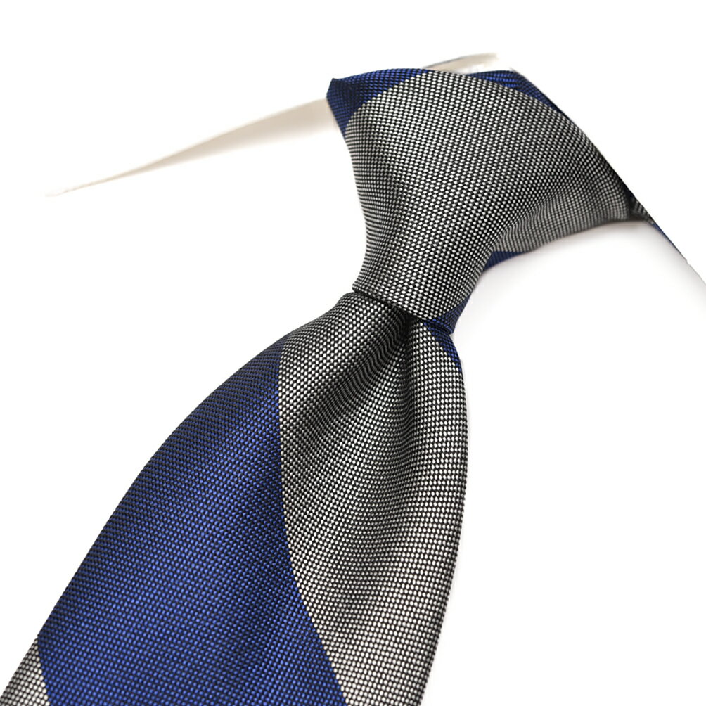 Rakuten - 【SALE】【半額以下】【P10倍】 バルバ BARBA ネクタイ セッテピエゲ メンズ シルク 100% レジメンタル シルバー ブルー イタリア ブランド HAND MADE IN ITALY ビジネス ギフト プレゼント ラッピング無料