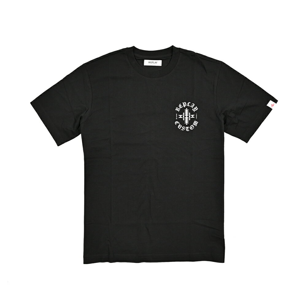 Rakuten - 【半額以下】【60％OFF】 リプレイ REPLAY ロゴ Tシャツ カットソー 半袖 クルーネック 春夏 メンズ コットン 100% ロゴ ブラック イタリア ブランド