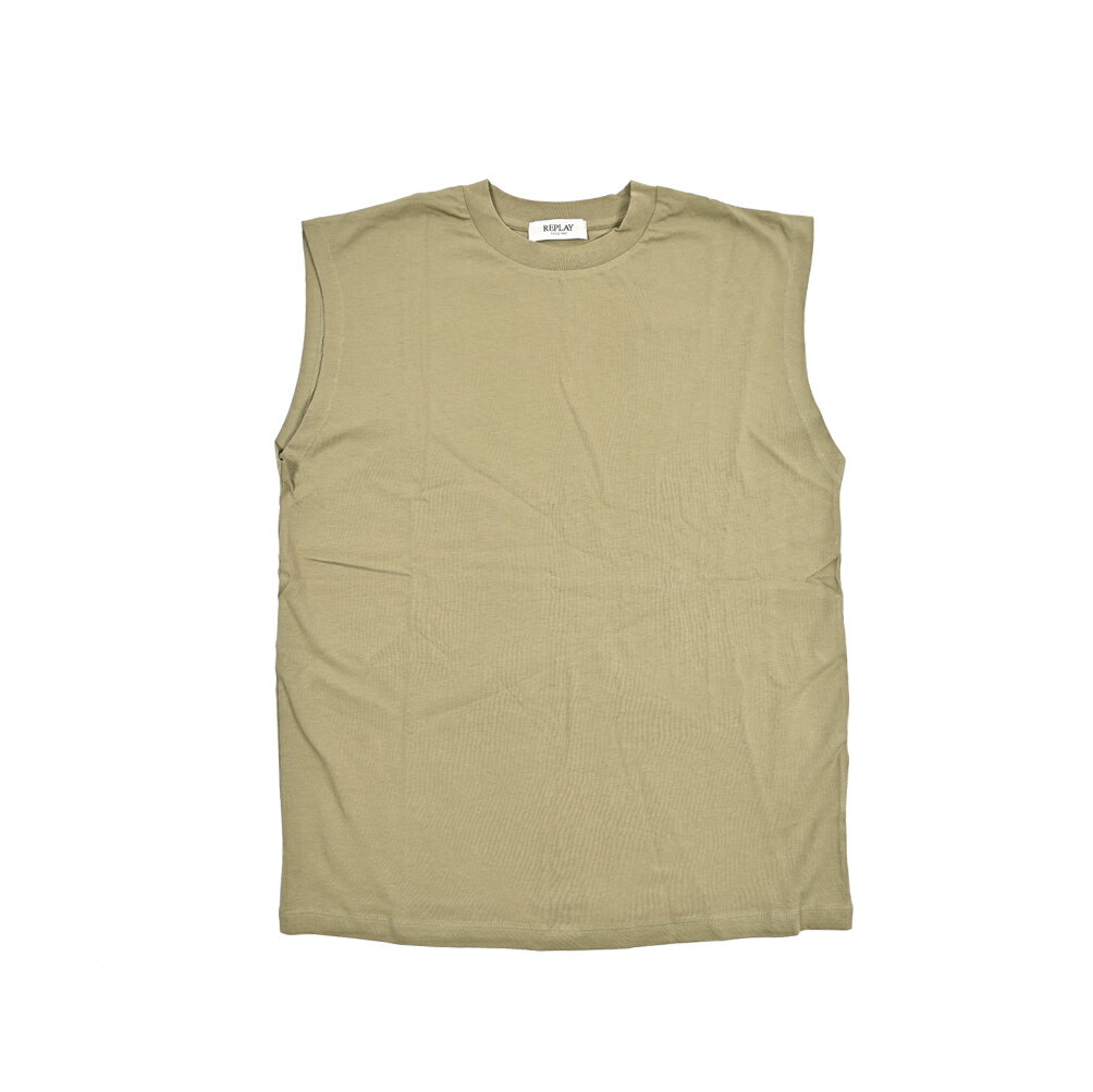 樂天商城 - 【半額以下】【70％OFF】 リプレイ REPLAY ノースリーブ Tシャツ カットソー クルーネック ワイドシルエット 春夏 レディース コットン 100% カーキグリーン イタリア ブランド