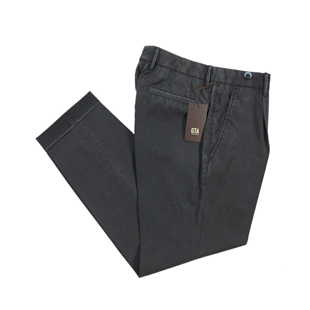 樂天商城 - 【春夏先行セール】【40％OFF】 ジーティーアー GTA BYRON バイロン SLIM スリム ウールスラックス ワンタック グルカパンツ 春夏 メンズ 製品染め ヴァージンウール 100% ネイビー イタリア ブランド