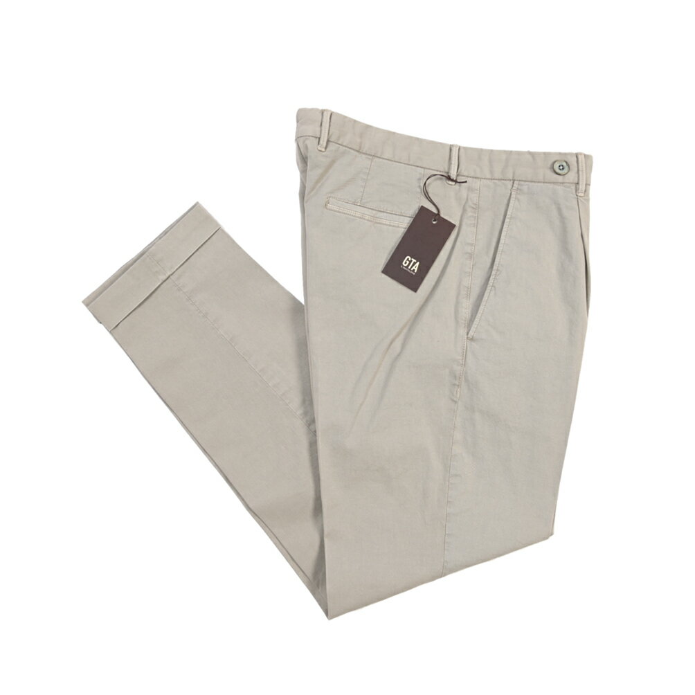 樂天商城 - 【春夏先行セール】【40％OFF】 ジーティーアー GTA BYRON バイロン SLIM スリム コットンスラックス ワンタック チノ グルカパンツ 春夏 メンズ 製品染め コットンストレッチ グレー イタリア ブランド