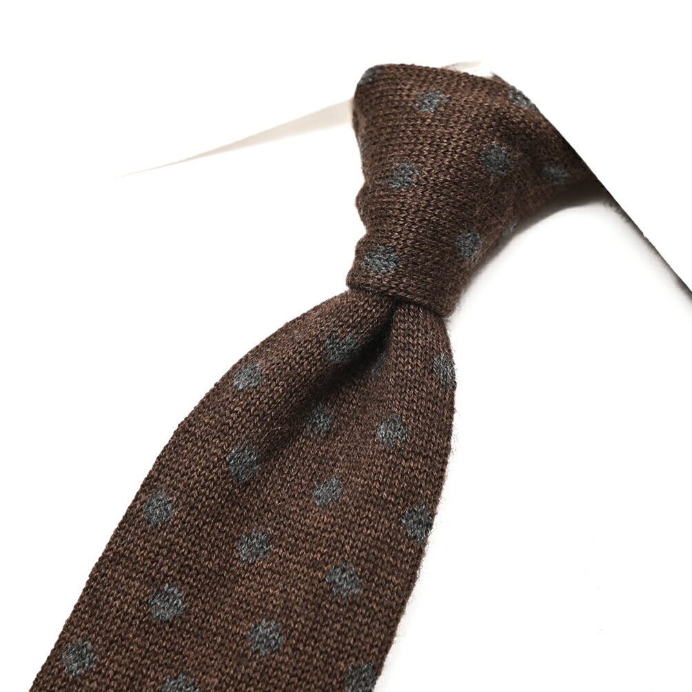 Rakuten - 【SALE】【P20倍】 バルバ BARBA ネクタイ ニットタイ メンズ cucito a mano 手縫い仕立て シルク カシミヤ ドット ブラウン イタリア ブランド MADE IN ITALY ビジネス ギフト プレゼント ラッピング無料