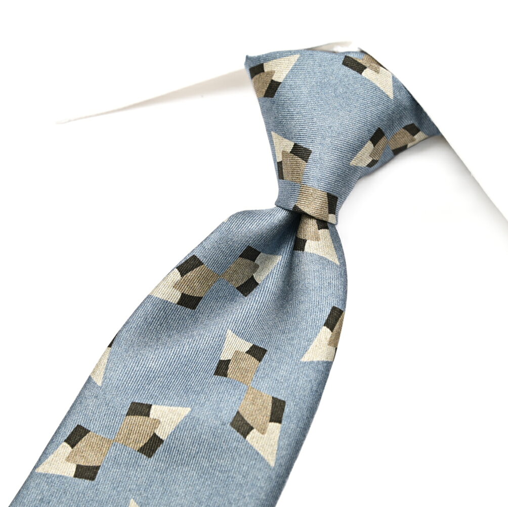 Rakuten - 【SALE】【半額以下】【P20倍】 ジョルジオ アルマーニ GIORGIO ARMANI ネクタイ オールシーズン メンズ シルク 100% 小紋柄 ライトブルー イタリア ブランド MADE IN ITALY ビジネス ギフト プレゼント ラッピング無料