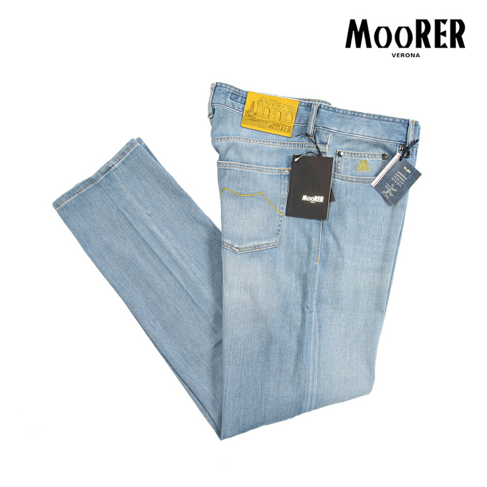 Rakuten - 【スーパーSALE】【半額以下】 ムーレー MOORER PILON-PS705 デニムジーンズ 5ポケット パンツ メンズ Japanese Fabric コットンストレッチ ライトブルー イタリア ブランド MADE IN ITALY