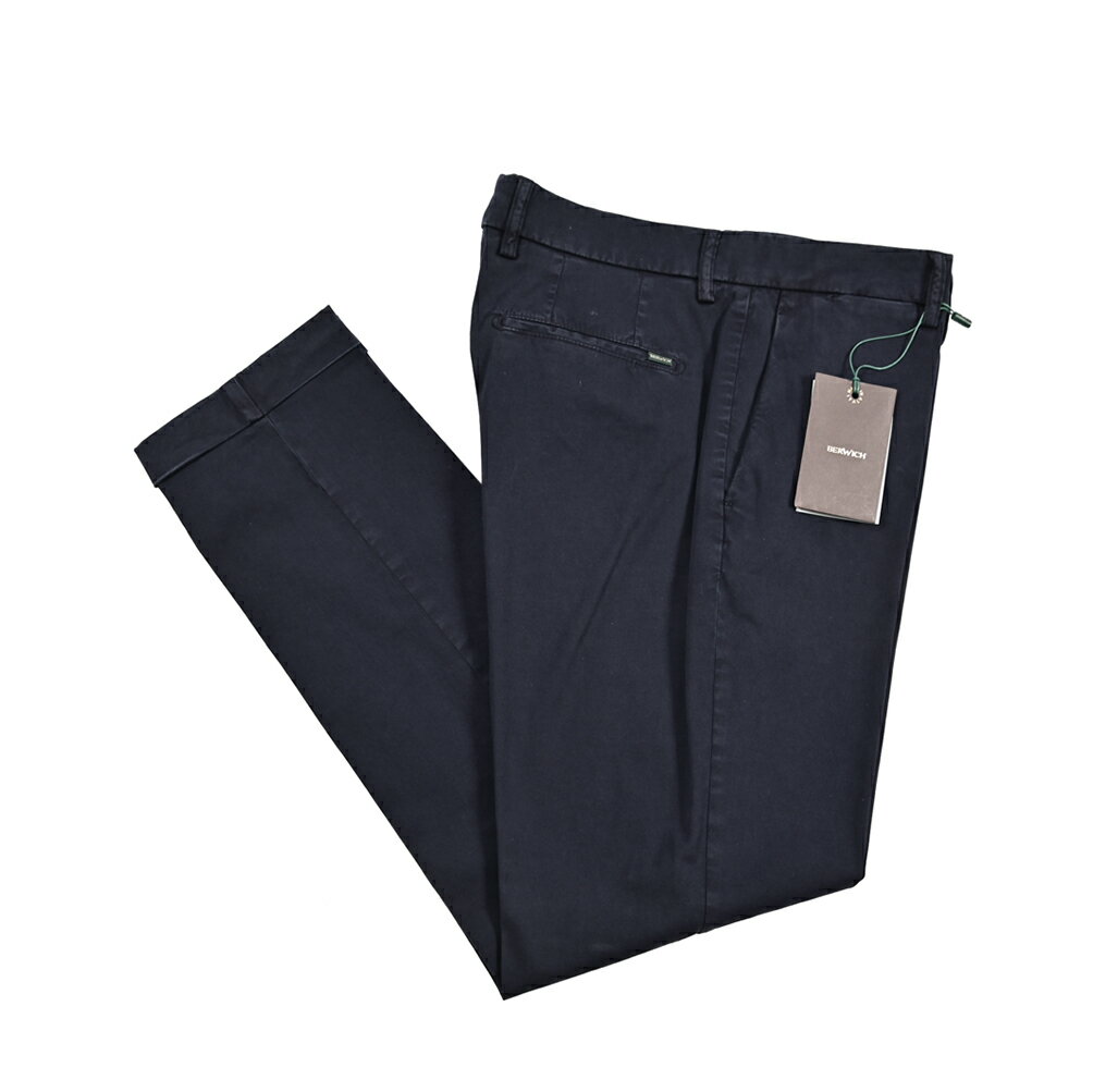 Rakuten - 【クリアランス】【半額以下】 ベルウィッチ BERWICH YRETRO-GD レトロ スラックス ノータック チノパンツ 秋冬 メンズ コットン リヨセル ストレッチ ネイビー イタリア ブランド MADE IN ITALY