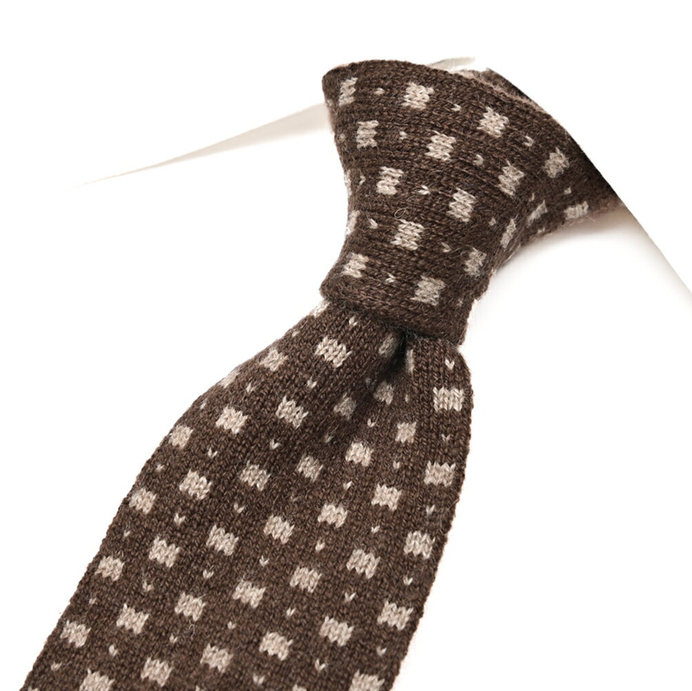 Rakuten - 【SALE】【P20倍】 バルバ BARBA ネクタイ ニットタイ メンズ cucito a mano 手縫い仕立て カシミヤ 100% 小紋柄 ブラウン イタリア ブランド MADE IN ITALY ビジネス ギフト プレゼント ラッピング無料