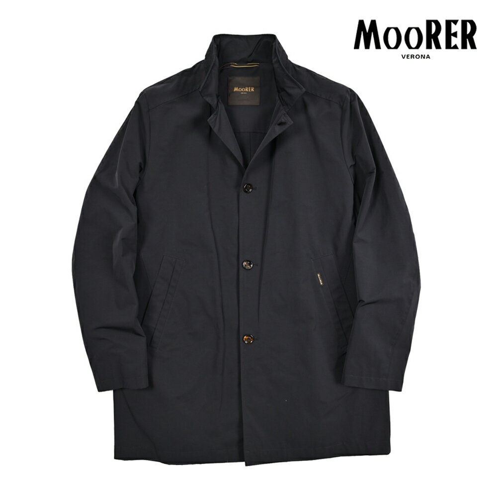 乐天商城 - 【スーパーSALE】【半額以下】 ムーレー MOORER HEKTOR-WM スタンドカラーコート フード内蔵 春夏 秋 3シーズン メンズ ライトアウター 撥水 高機能コットン ポリエステル ネイビー イタリア ブランド MADE IN ITALY