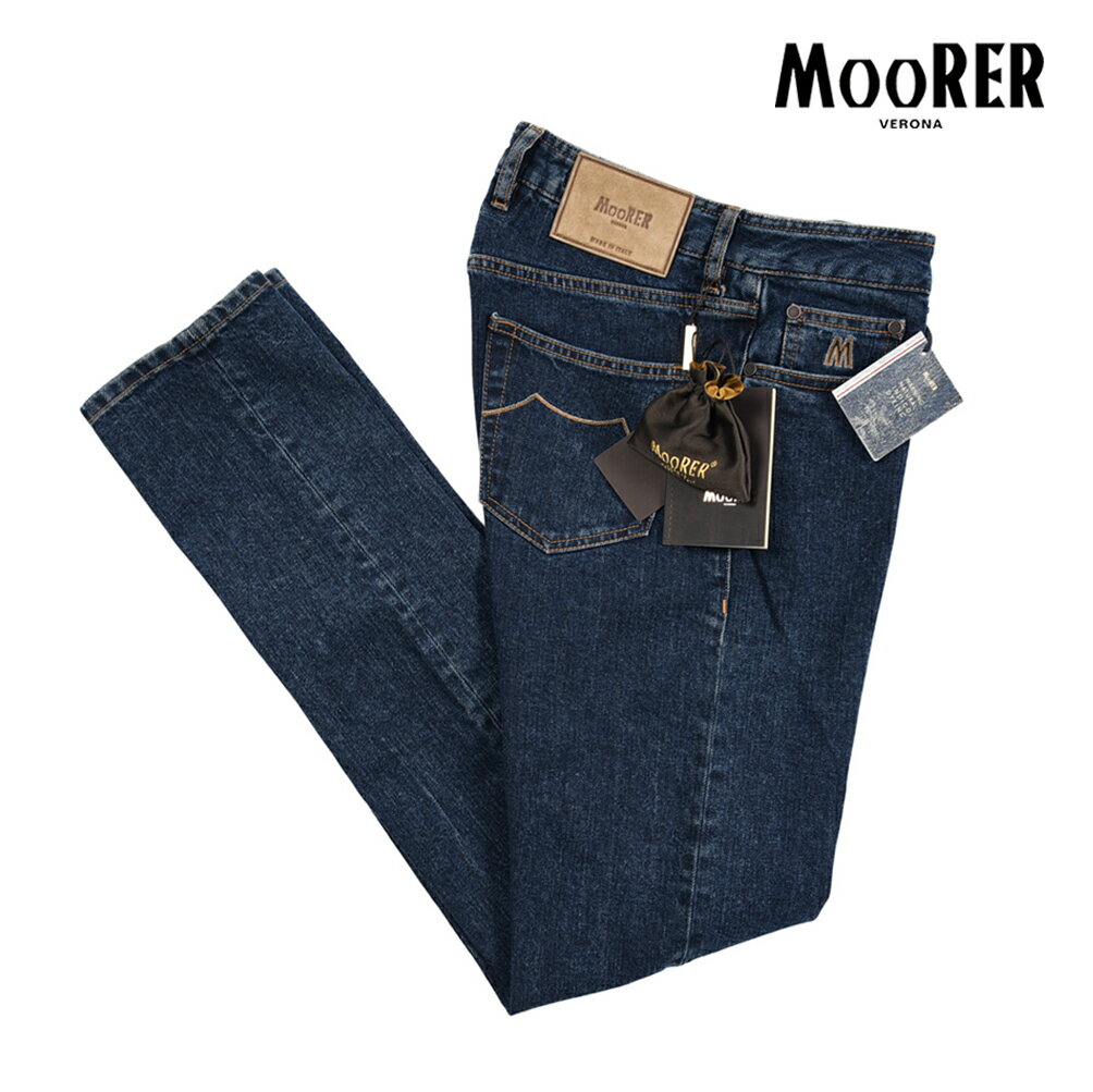 Rakuten - 【春夏先行セール】【半額以下】 ムーレー MOORER CREDI-DC103 デニムジーンズ 5ポケット パンツ メンズ スリムフィット Japanese Fabric コットンストレッチ ネイビー イタリア ブランド MADE IN ITALY