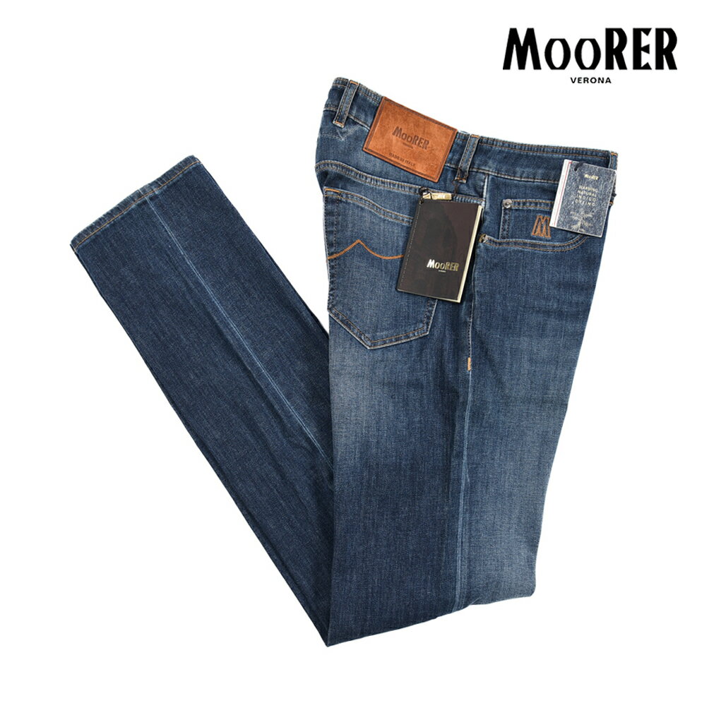 Rakuten - 【春夏先行セール】【半額以下】 ムーレー MOORER PAVEL-PS705 デニムジーンズ 5ポケット パンツ メンズ レギュラーフィット Japanese Fabric コットンストレッチ ブルー イタリア ブランド MADE IN ITALY