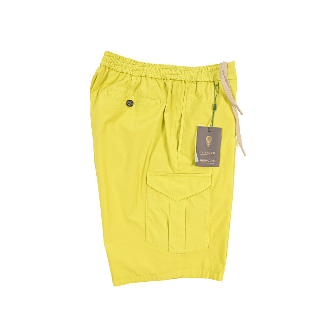 樂天商城 - 【春夏先行セール】【33％OFF】 ベルウィッチ BERWICH BERMUDA SAFARI-GD バミューダ サファリ ショーツ ノータック ハーフ カーゴパンツ ショートパンツ 春夏 メンズ コットン リネン ストレッチ イエロー イタリア ブランド MADE IN ITALY