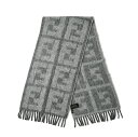 【スーパーDEAL】 フェンディ FENDI FFモチーフ マフラー 秋冬 メンズ 男女兼用 アルパカ ヴァージンウール フリンジ ズッカ柄 グレー イタリア ...