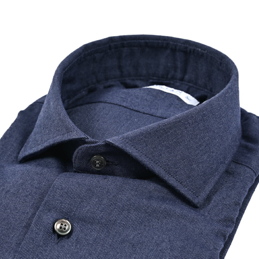 Rakuten - 【スーパーSALE】【半額以下】 オリアン ORIAN Vintage Classic ヴィンテージ クラシック ドレスシャツ ホリゾンタルカラー 長袖 メンズ コットン 100% ネイビー イタリア ブランド