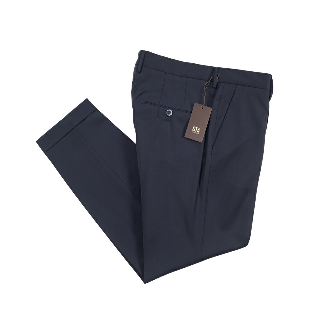 樂天商城 - 【春夏先行セール】【40％OFF】 ジーティーアー GTA 772 SLIM スリム ウールスラックス ワンタック パンツ 春夏 メンズ ヴァージンウール 100% ネイビー イタリア ブランド