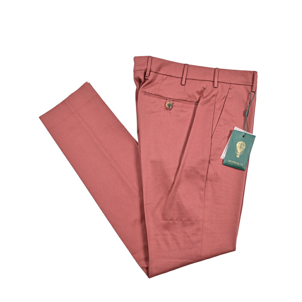 【半額以下】 ベルウィッチ BERWICH MORELLO モレロ コットンスラックス ノータック パンツ 春夏 秋 3シーズン メンズ コットンストレッチ ピンク イタリア ブランド MADE IN ITALY