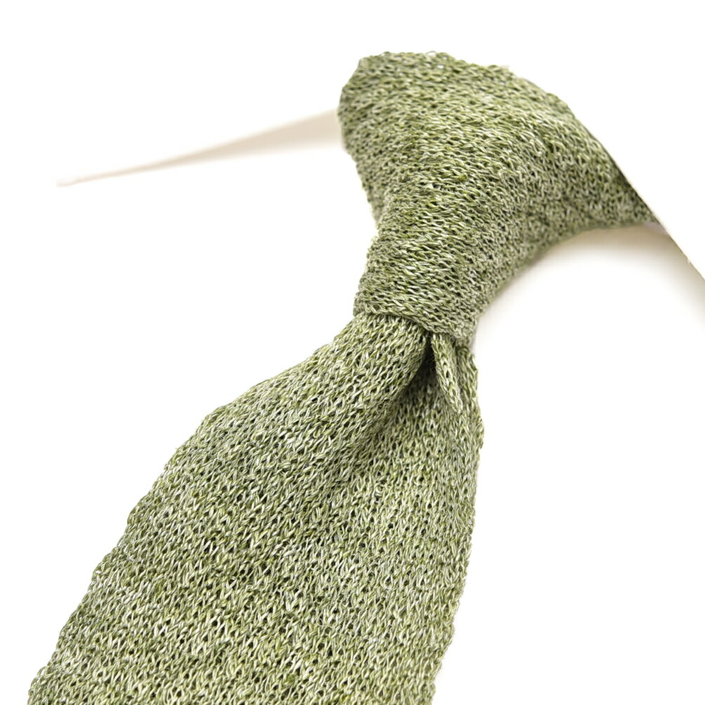 Rakuten - 【SALE】【P20倍】 バルバ BARBA ネクタイ ニットタイ メンズ cucito a mano 手縫い仕立て リネン 100% グリーン イタリア ブランド MADE IN ITALY ビジネス ギフト プレゼント ラッピング無料