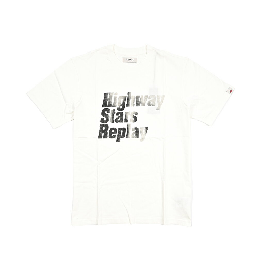 Rakuten - 【半額以下】【60％OFF】 リプレイ REPLAY ロゴ Tシャツ カットソー 半袖 クルーネック 春夏 メンズ コットン 100% ロゴ ホワイト イタリア ブランド