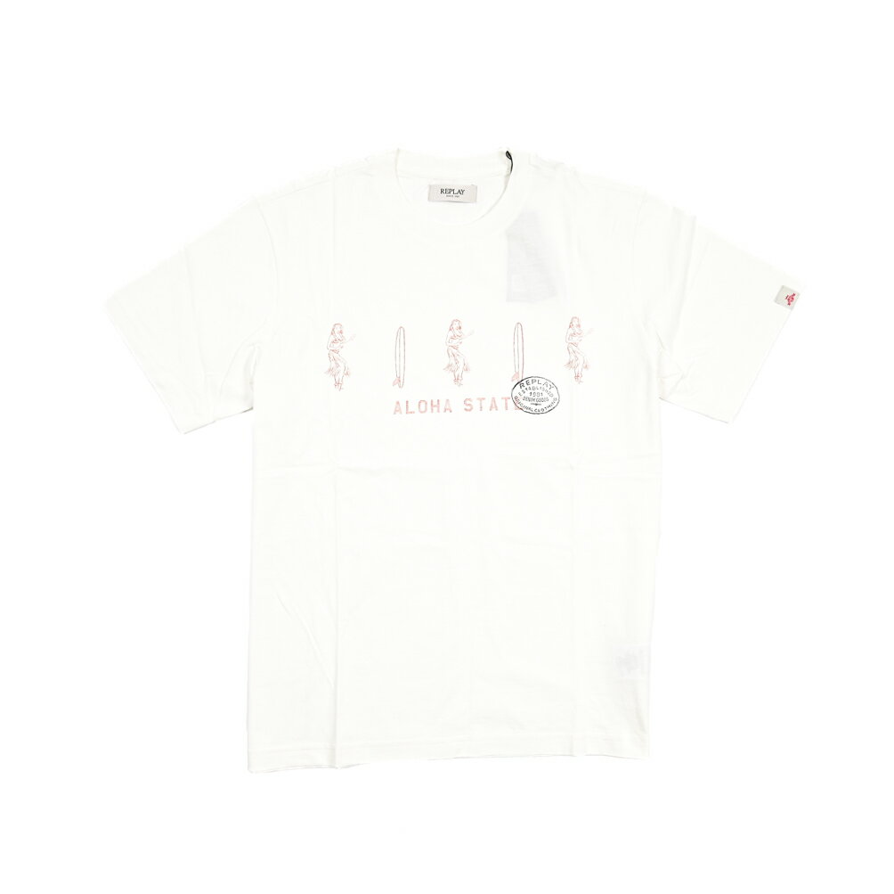 乐天商城 - 【半額以下】【60％OFF】 リプレイ REPLAY ロゴ Tシャツ カットソー 半袖 クルーネック 春夏 メンズ コットン 100% ロゴ ホワイト イタリア ブランド