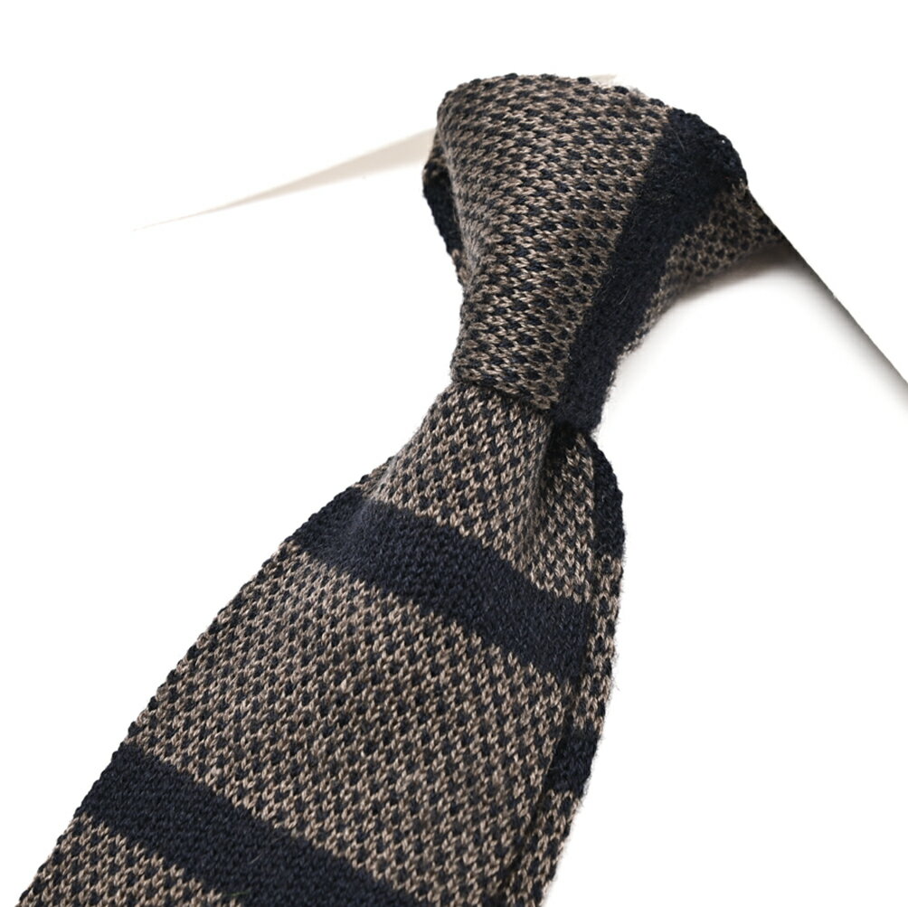 Rakuten - 【SALE】【P20倍】 バルバ BARBA ネクタイ ニットタイ メンズ シルク カシミヤ ボーダー ブラウン イタリア ブランド MADE IN ITALY ビジネス ギフト プレゼント ラッピング無料
