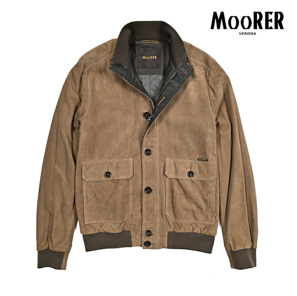 【P10倍】 ムーレー MOORER 【2026年 春夏新作】 CARLOS-URP スエード レザージャケット ボンバージャケット パンチングレザー ブルゾン 春夏 メンズ アウター ラムレザー 100% ブラウン イタリア ブランド MADE IN ITALY