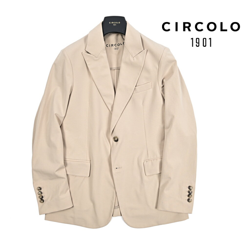 Rakuten - 【P10倍】 チルコロ CIRCOLO 1901 【2026年 春夏新作】 テーラードジャケット イージーブレザー 2Bシングル ピークドラペル 春夏 メンズ セットアップ対応 コットン スーパーストレッチ ライトジャージー ベージュ イタリア ブランド