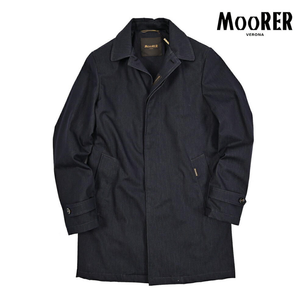 【クーポンで半額】 ムーレー MOORER VITTOR-VN ステンカラーコート フライフロント 春夏 秋 3シーズン メンズ ライトアウター コットンストレッチ ネイビー イタリア ブランド MADE IN ITALY