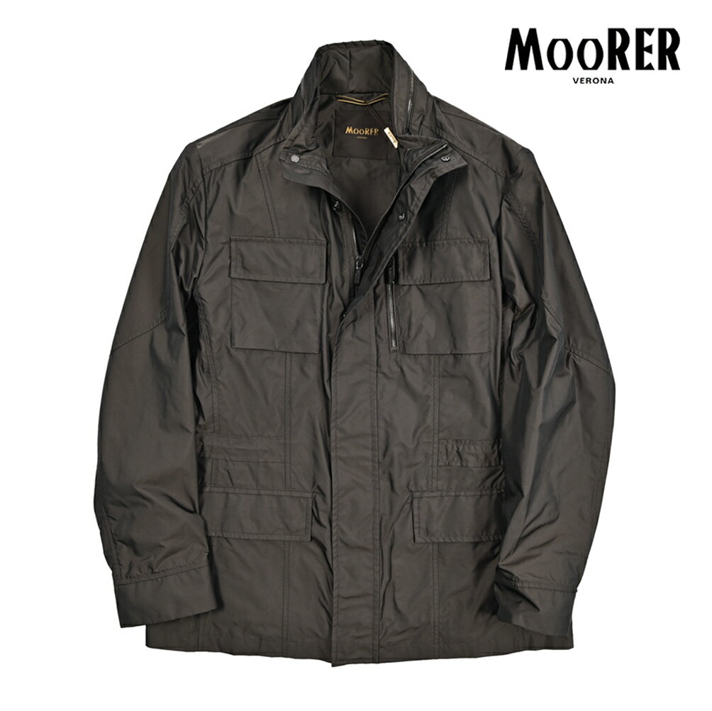 Rakuten - 【春夏先行セール】【半額以下】 ムーレー MOORER MANOLO-KM フィールドジャケット M-65 スタンドカラーブルゾン 春夏 秋 3シーズン メンズ ライトアウター 撥水 形状記憶 高密度ポリエステル 100% ブラウン イタリア ブランド MADE IN ITALY