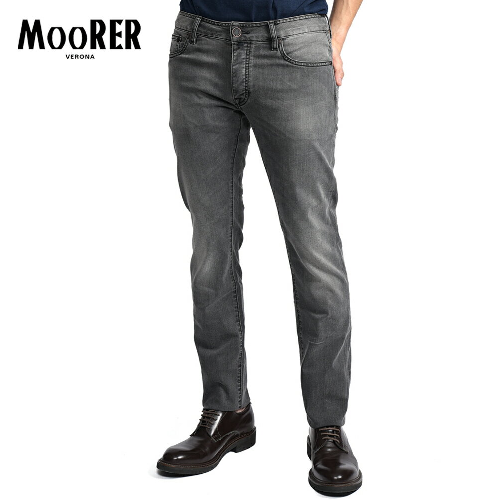 Rakuten - 【P20倍】 ムーレー MOORER CREDI-PS701 デニムジーンズ 5ポケット パンツ メンズ スリムフィット Japanese Fabric Comfort Denim コンフォートデニム コットンストレッチ グレー イタリア ブランド MADE IN ITALY