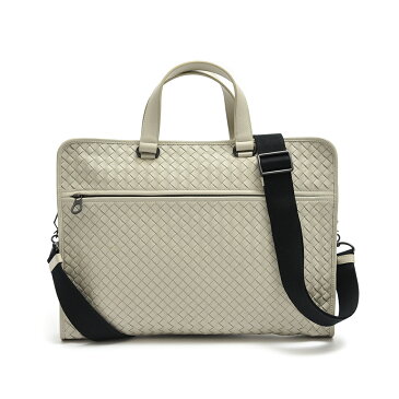 【MORE SALE】ボッテガ ヴェネタ BOTTEGA VENETA イントレチャート 2WAY ブリーフケース ブリーフィング バッグ ビジネスバッグ ショルダーバッグ メンズ レザー セメント ライトグレー A4収納可 イタリア ブランド MADE IN ITALY