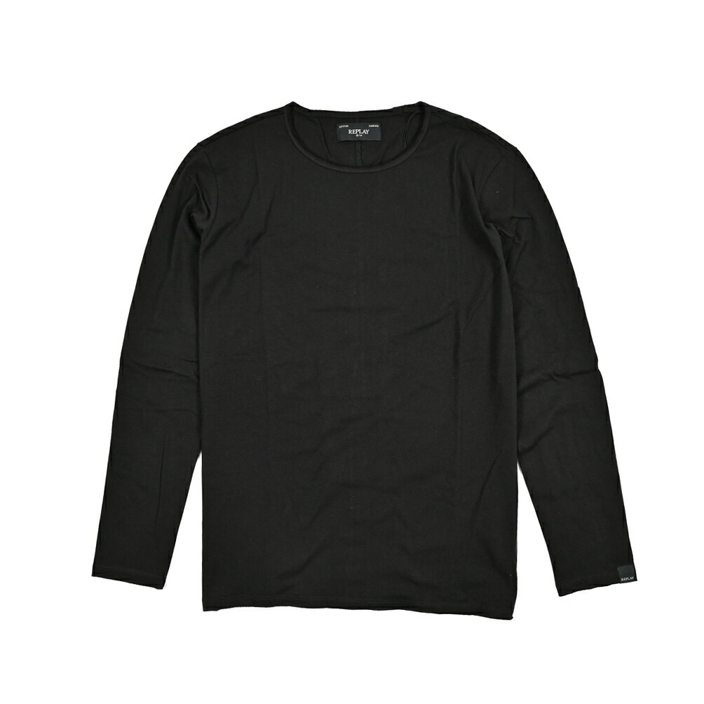 Rakuten - 【半額以下】【60％OFF】 リプレイ REPLAY 長袖 Tシャツ ロンT カットソー クルーネック 春夏 メンズ コットン 100% ブラック イタリア ブランド