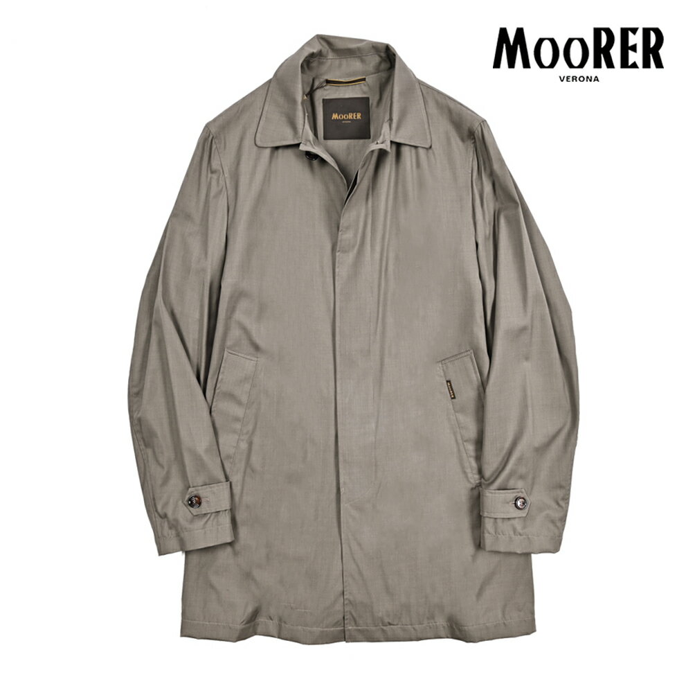 Rakuten - 【春夏先行セール】【半額以下】 ムーレー MOORER VITTOR-GO シルク混 ステンカラーコート フライフロント 春夏 秋 3シーズン メンズ ライトアウター ヴァージンウール シルク グレージュ イタリア ブランド MADE IN ITALY
