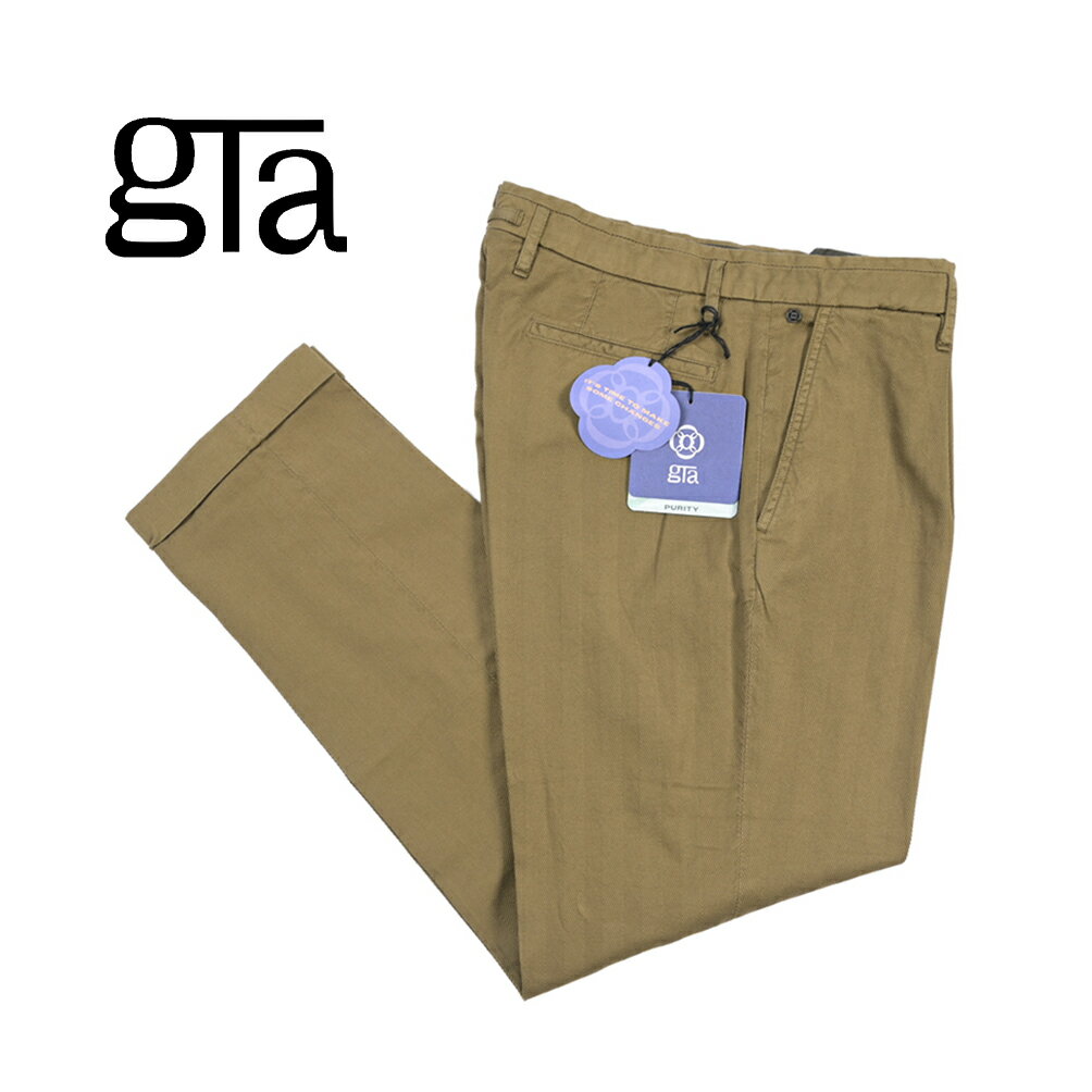 Rakuten - 【クーポンで半額】 ジーティーアー GTA ALESSANDRO アレッサンドロ COMFORT コンフォート コットンスラックス ワンタック インプリーツ パンツ 春夏 メンズ コットン ストレッチ ヘリンボーン カーキグリーン イタリア ブランド