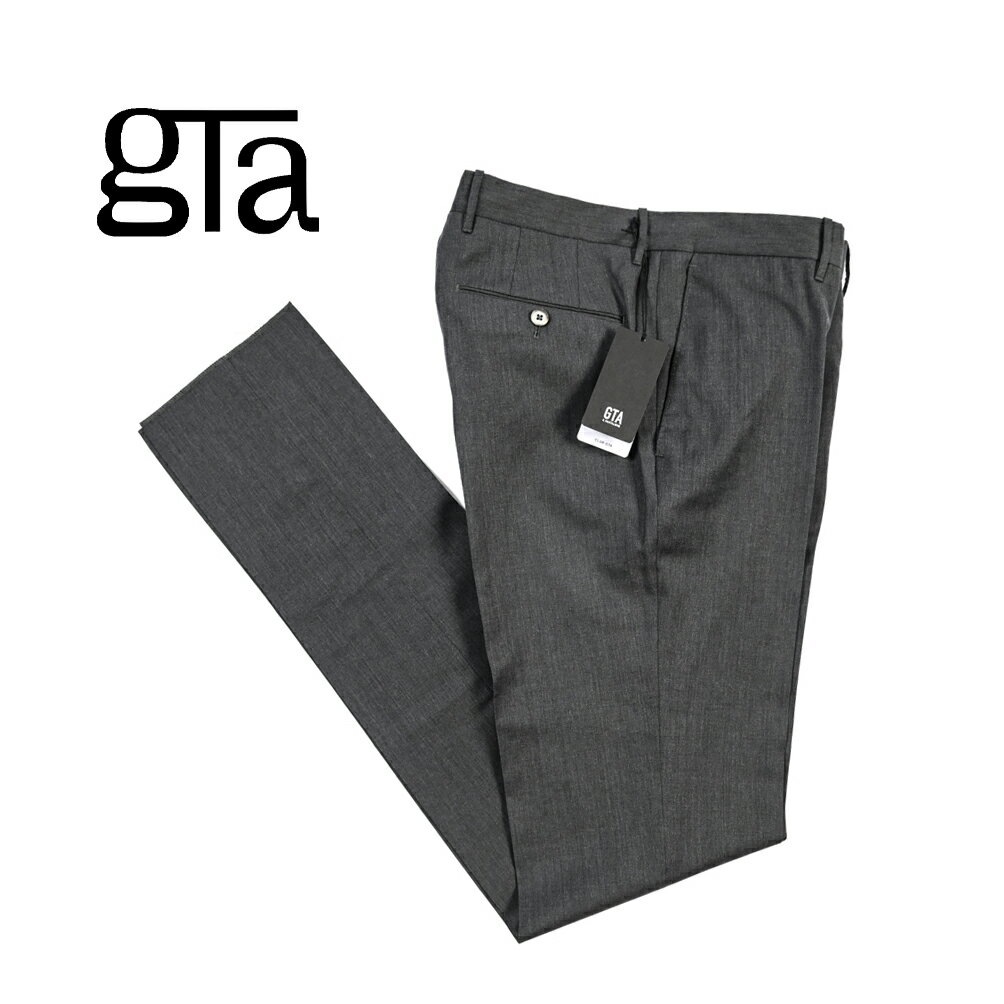 樂天商城 - 【春夏先行セール】【40％OFF】 ジーティーアー GTA 800 SL SLIM スリム ウールスラックス ノータック パンツ 春夏 メンズ ヴァージンウール 100% ダークグレー イタリア ブランド