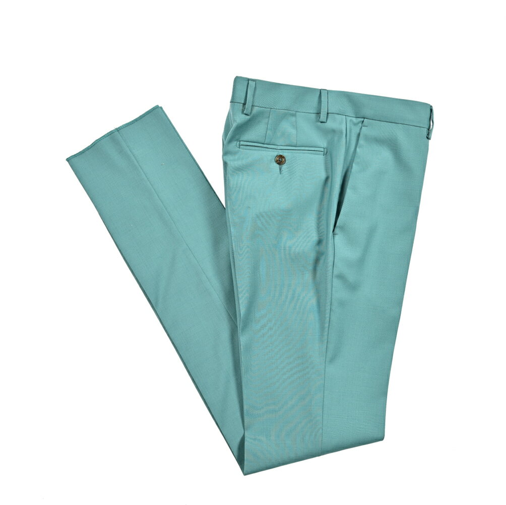 【半額以下】 パオローニ PAOLONI ARCHIVIO テーラードスーツ 2Bシングル ノッチドラペル ジャケット ノータック スラックス 春夏 秋 3シーズン メンズ ウールストレッチ エメラルドグリーン ブートニエール イタリア ブランド 3611A448