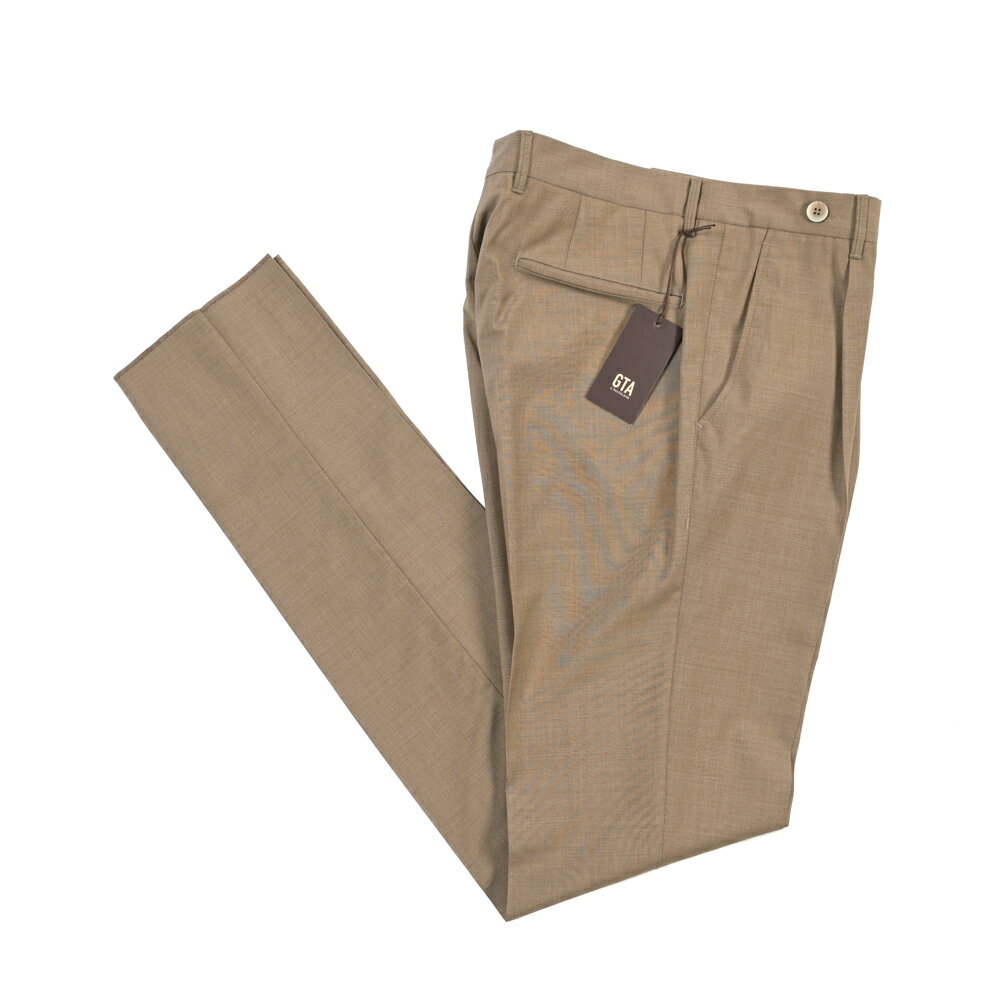 樂天商城 - 【春夏先行セール】【40％OFF】 ジーティーアー GTA BYRON L バイロン SLIM スリム ウールスラックス ワンタック グルカパンツ 春夏 メンズ ウール 100% ブラウン イタリア ブランド